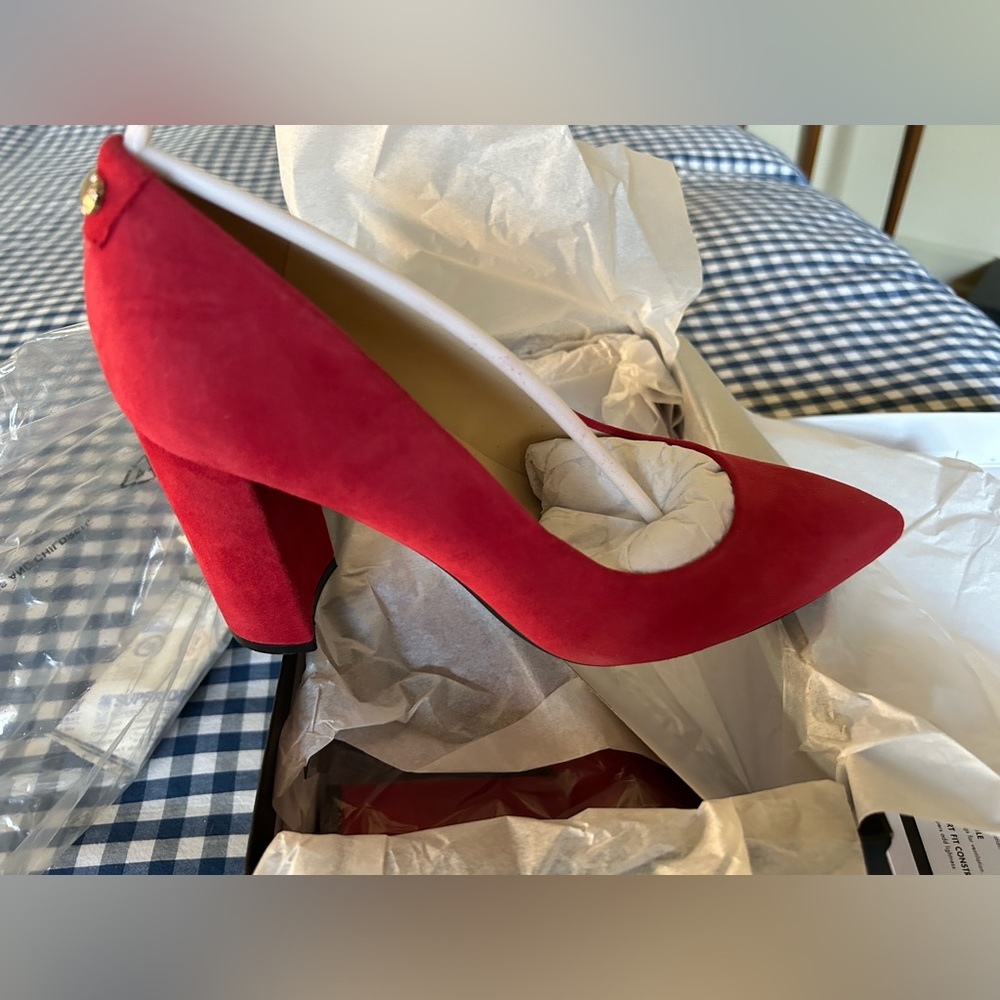 NWT red real leather—suede heels.  👠